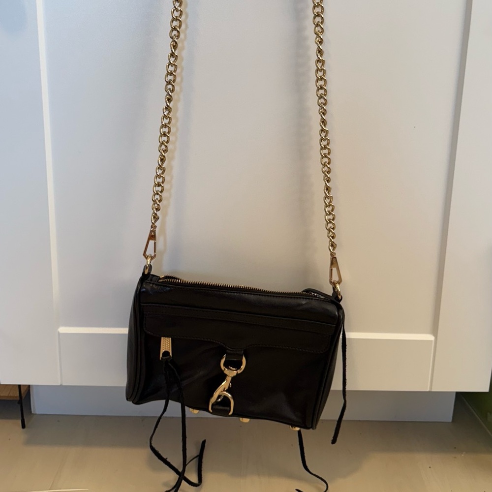 Rebecca Minkoff Black Crossbody Bag with Gold Chain